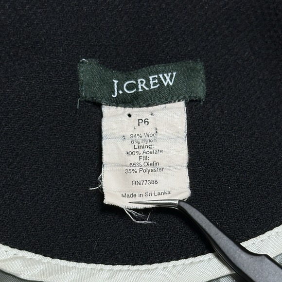 J Crew Wool Coat Womens Size 6 Petite Black Peacoat Insulated Lined Vintage Y2K - Picture 5 of 16